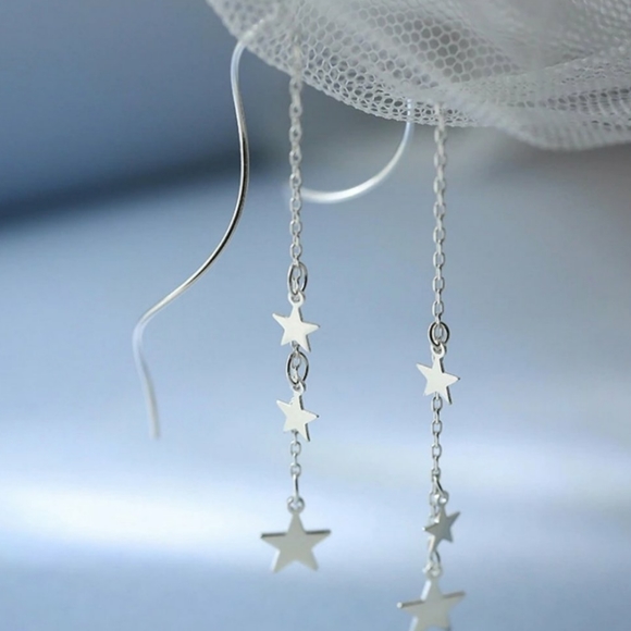 NEW 925 Sterling Silver Swirl Star Earrings - Picture 3 of 6